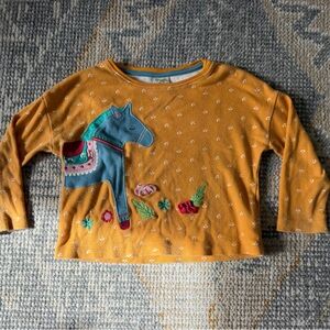 Organic cotton Long Sleeve Top with Embroidered Horse.